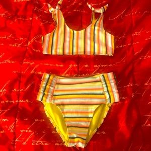 Girls size large wonder nation, two-piece, high waisted, bathing suit